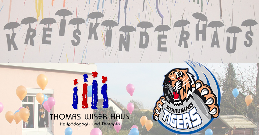 Zusammenstellung der folgenden Logos: Kreiskinderhaus, Thomas Wiser Haus und Straubing Tigers