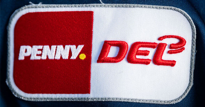 Logo von Penny neben dem Logo von del