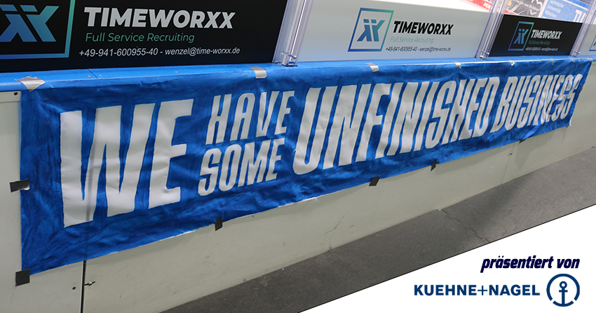 Banner mit dem Text "We have some unfinished business"